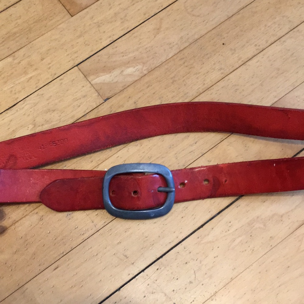 Genuine leather belt - red